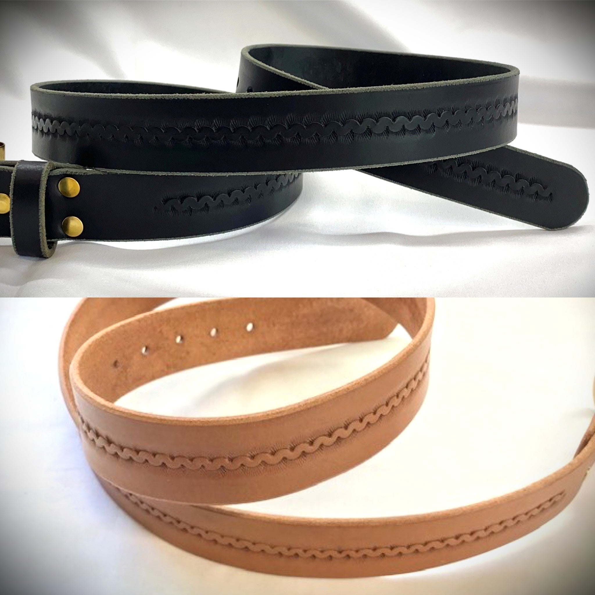 Leather Belt, tooled center