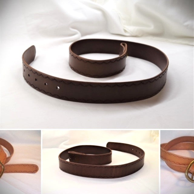 Leather Belt, tooled edges