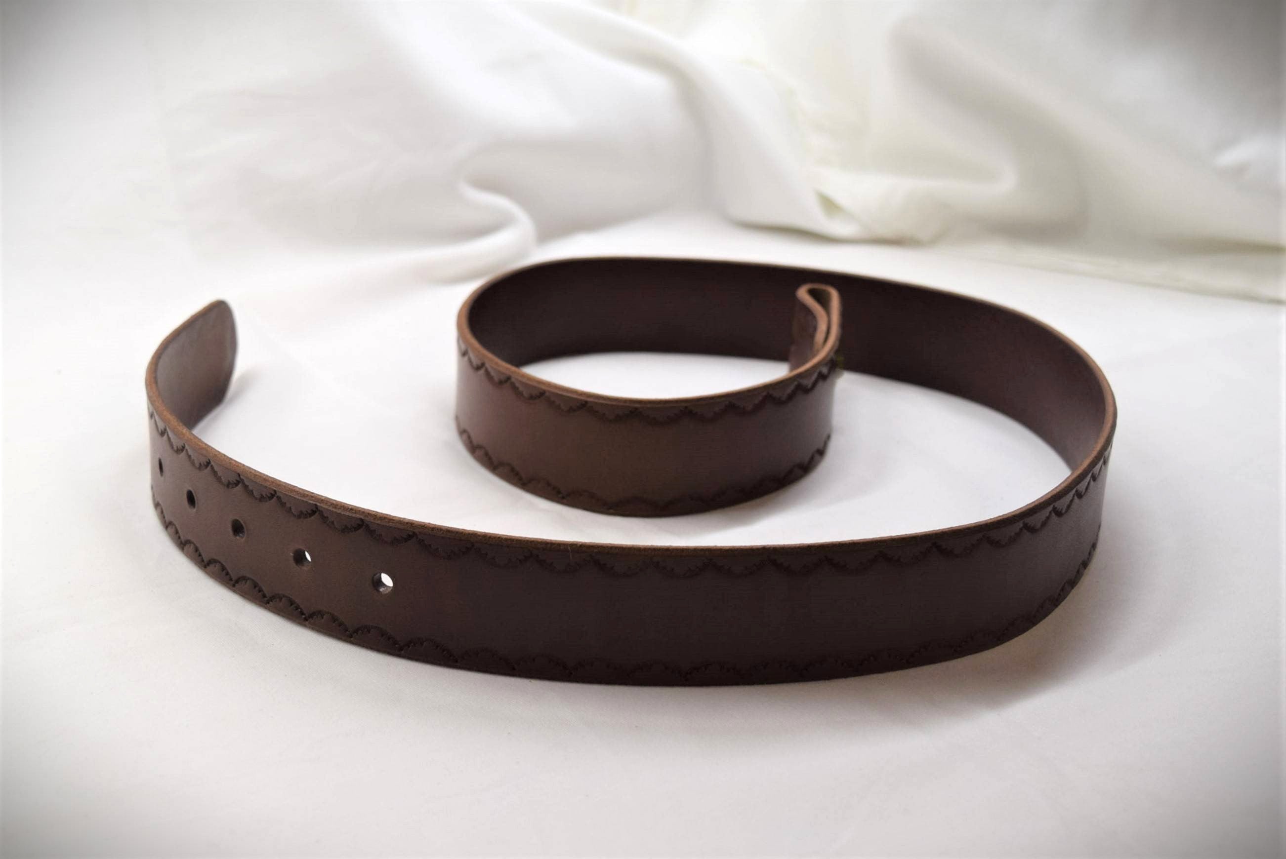 Leather Belt, tooled edges