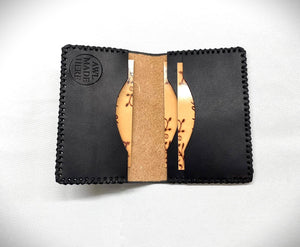 Card Case, Three Pockets. Black or Natural