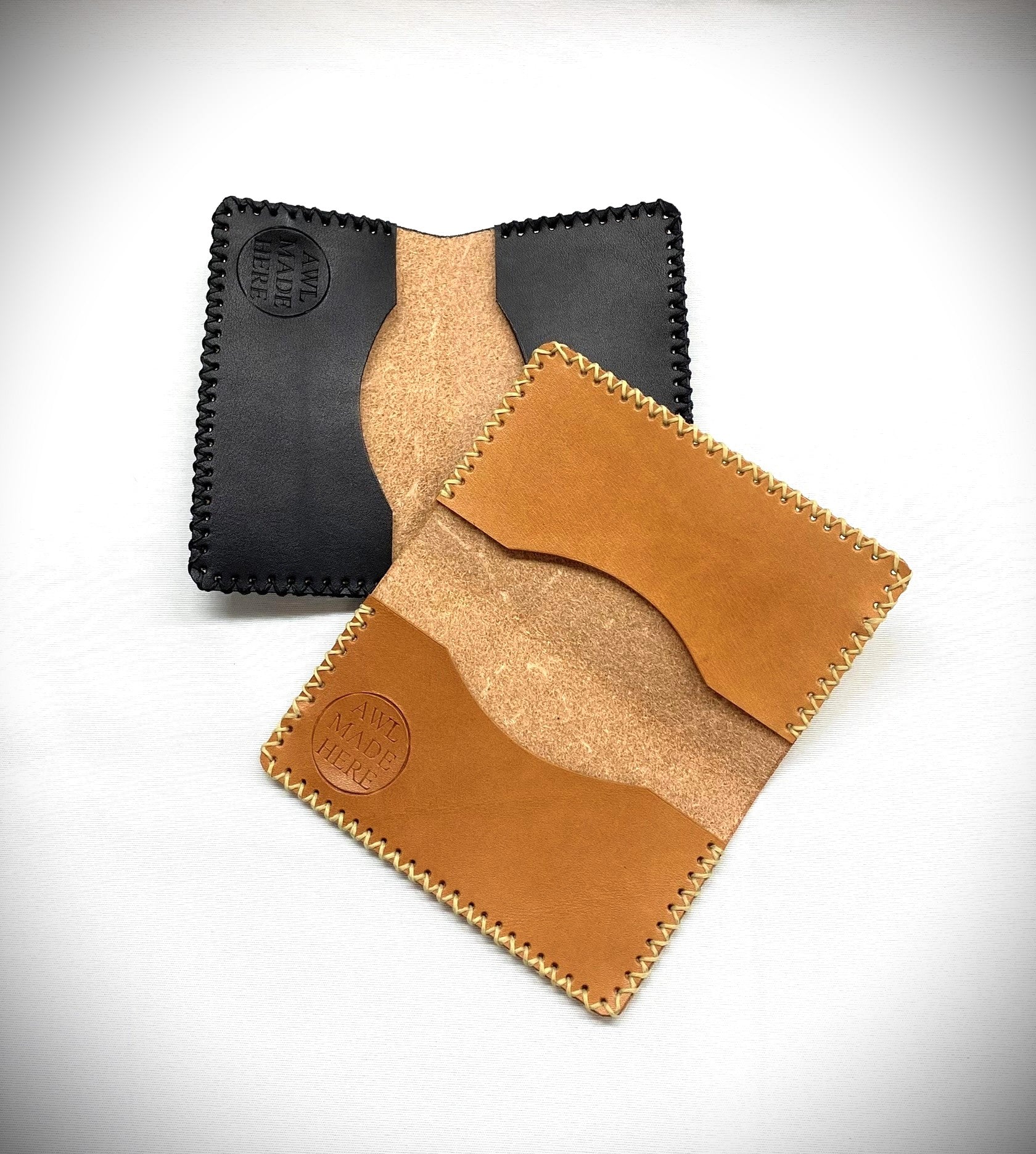 Card Case, Two Pockets. Black or Natural