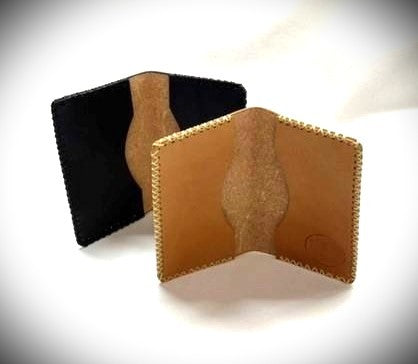 Card Case, Two Pockets. Black or Natural